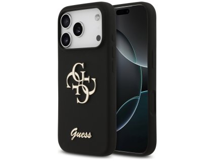 Guess - Silicone Big 4G Script puzdro pre iPhone 17 Pro - čierne