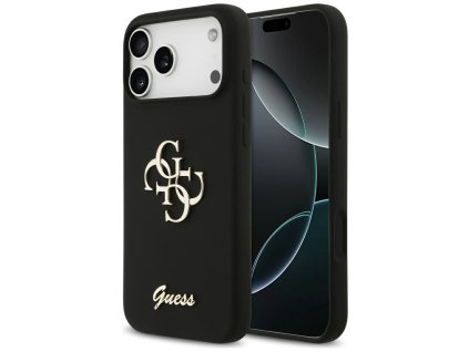 Guess - Silicone Big 4G Script puzdro pre iPhone 17 Pro Max - čierne