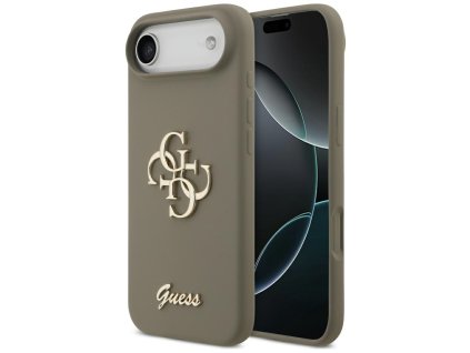 Guess - Silicone Big 4G Script puzdro pre iPhone 17 Air - hnedé