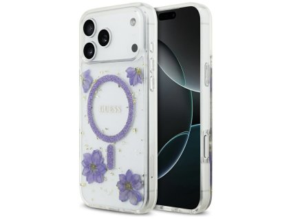 Guess - Resin Flowers and Glitter MagSafe (GUHMP17LRBFGFGMU) - iPhone 17 Pro - Purple