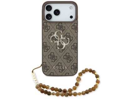 Guess - Hardcase 4G Classic Logo s perlovým pútkom puzdro pre iPhone 17 Pro Max - hnedé