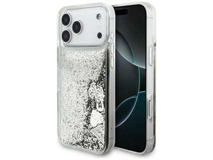 Guess - Liquid Glitter Charms puzdro pre iPhone 17 Pro Max - strieborné