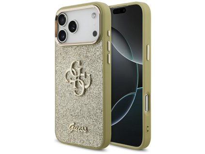 Guess - Fixed Glitter Big 4G Metal Frame puzdro pre iPhone 17 Pro Max - zlaté
