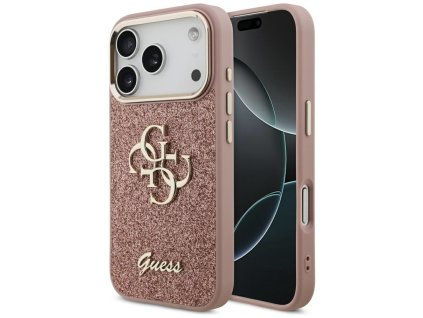 Guess - Fixed Glitter Big 4G Metal Frame puzdro pre iPhone 17 Pro - ružové