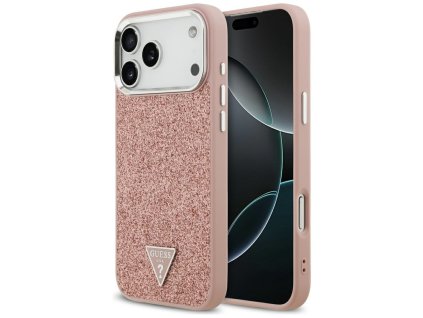 Guess - Glitter Triangle Logo MagSafe puzdro pre iPhone 17 Pro Max - ružové
