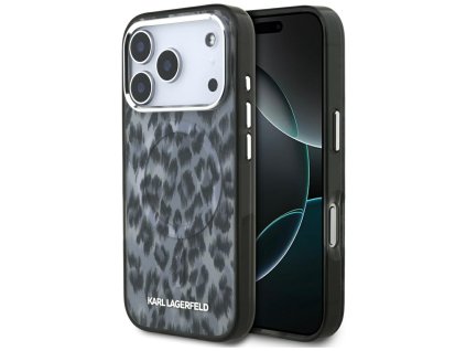 Karl Lagerfeld - IML Leopard Pattern MagSafe puzdro pre iPhone 17 Pro - čierne