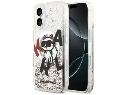 Karl Lagerfeld - Liquid Glitter Choupette Logo MagSafe puzdro pre iPhone 17 - priehľadné