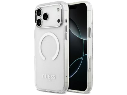 Guess - Metal Outline MagSafe puzdro pre iPhone 17 Pro Max - strieborné