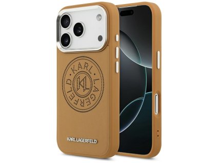 Karl Lagerfeld - Leather With Point & Metal Logo MagSafe (KLHMP17XPSKRPMW) - iPhone 17 Pro Max - Brown