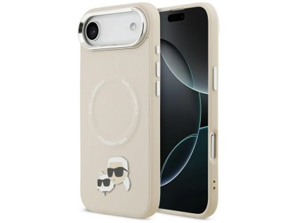 Karl Lagerfeld - Leather K&C Pins MagSafe puzdro pre iPhone 17 Air - béžové
