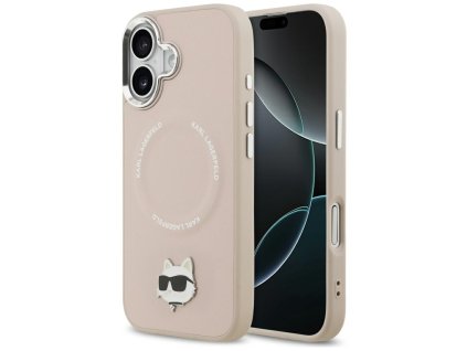 Karl Lagerfeld - Leather Choupette Pin MagSafe puzdro pre iPhone 17 - ružové