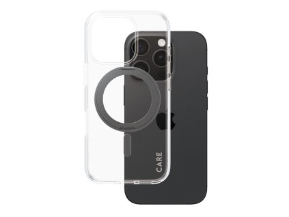 PanzerGlass - CARE Feature Black Kickstand & MagSafe puzdro pre iPhone 16 Pro - priehľadné