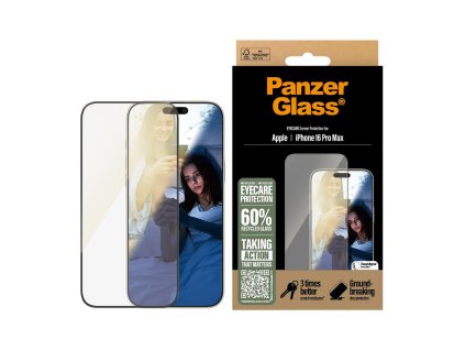 PanzerGlass® - Ultra-Wide Fit EyeCare Screen Protector - iPhone 16 Pro Max - Black