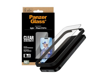 PanzerGlass® - Ultra-Wide Fit Screen Protector w. EasyAligner - iPhone 17 / iPhone 16 Pro - Black