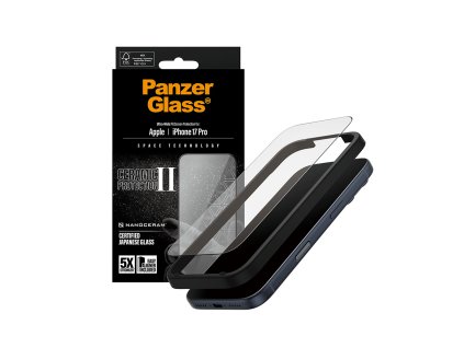 PanzerGlass® - Ultra-Wide Fit Ceramic II Screen Protector w. EasyAligner - iPhone 17 Pro - Black