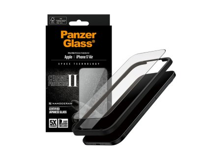 PanzerGlass® - Ultra-Wide Fit Ceramic II Screen Protector w. EasyAligner - iPhone 17 Air - Black