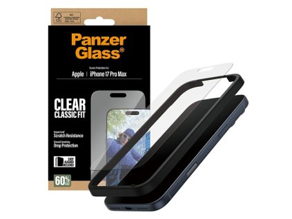 PanzerGlass - Classic Fit ochranné sklo s inštalačným rámikom EasyAligner pre iPhone 17 Pro Max - priehľadné