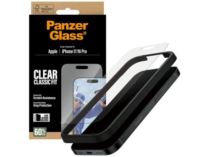 PanzerGlass® - Classic Fit Screen Protector w. EasyAligner - iPhone 17 / iPhone 16 Pro - Clear