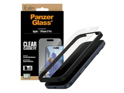 PanzerGlass - Classic Fit ochranné sklo s inštalačným rámikom EasyAligner pre iPhone 17 Pro - priehľadné