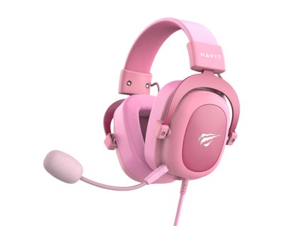 Havit - Herné slúchadlá H2002d, odpojiteľný mikrofón, 53mm menič, kompatibilné s PS4/XBOX, jack 3.5mm, 2m kábel - ružové