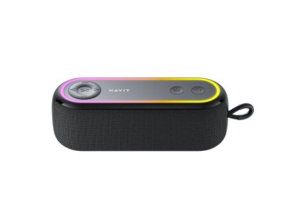 Havit - Bezdrôtový reproduktor, USB‑C, Bluetooth 5.3, TWS, TF, USB, FM, AUX, hands‑free hovory, RGB, IPX5, 2400mAh - čierny