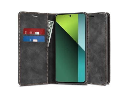 Techsuit - Confy Cover knižkové puzdro pre Xiaomi Redmi Note 13 Pro 5G / Poco X6 - čierne