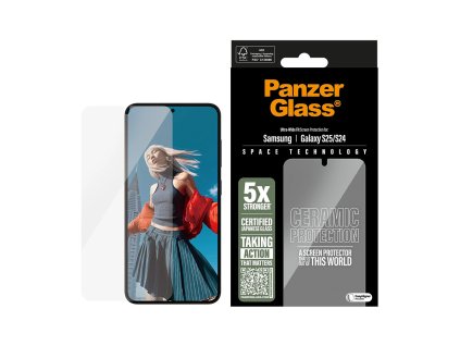 PanzerGlass® - Ultra-Wide Fit Ceramic Screen Protector w. EasyAligner - Samsung Galaxy S25 / S24 - Clear