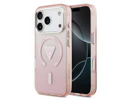 Guess - IML Gradient Triangle Logo MagSafe puzdro pre iPhone 17 Pro - ružové