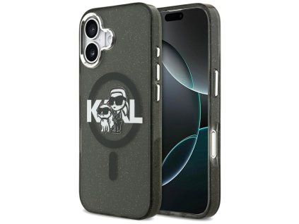 Karl Lagerfeld - IML Glitter Karl & Choupette Sketch Logo MagSafe puzdro pre iPhone 17 - čierne