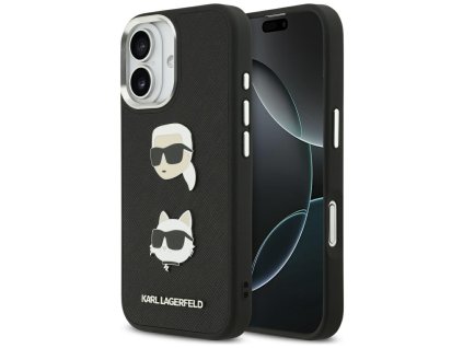 Karl Lagerfeld - FW Grained Karl & Choupette Heads Pins & Logo (KLHCP17SPSFDHPOK) - iPhone 17 - Black