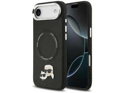 Karl Lagerfeld - Leather Karl & Choupette Pins MagSafe (KLHMP17MPSMLRKCK) - iPhone 17 Air - Black