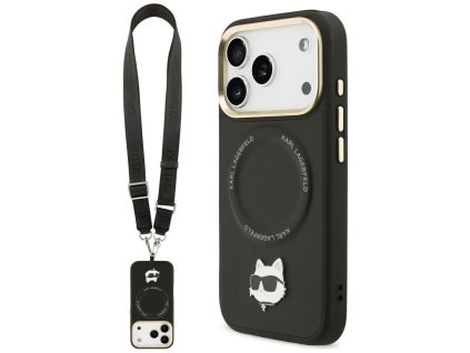 Karl Lagerfeld - Hardcase Big Strap Karl Metal Logo MagSafe (KLHMP17XPCRLRCHK) - iPhone 17 Pro Max - Black