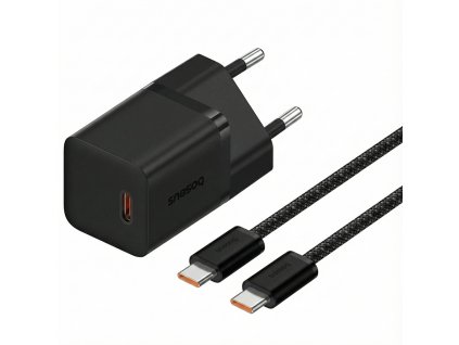 Baseus - Wall Charger sieťová nabíjačka (USB-C kábel v balení 1 m, GaN technológia, USB-C, rýchlonabíjanie, 30W) - čierna Cluster Black