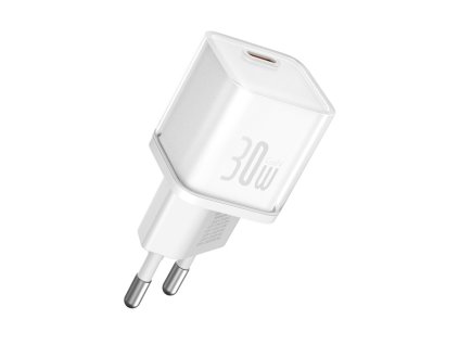 Baseus - Wall Charger Gallium Nitride sieťová nabíjačka (GaN5S, USB-C, rýchlonabíjanie, 30W) - biela