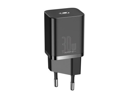 Baseus - Wall Charger Super Si sieťová nabíjačka (USB-C, rýchlonabíjanie, 30W) - čierna