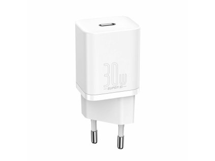 Baseus - Wall Charger Super Si sieťová nabíjačka (USB-C, rýchlonabíjanie, 30W) - biela
