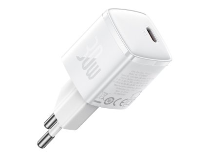 Baseus - Wall Charger Cube Pro sieťová nabíjačka (rýchlonabíjanie, USB-C, 30W) - biela