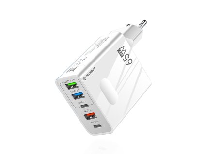 Techsuit - Premium Wall Charger PentaXPower (CHC1) nabíjačka 3× USB, 2× USB-C PD 25W, 65W, GaN, rýchlonabíjanie – biela
