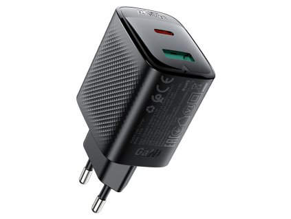 Acefast - Wall Charger A106 sieťová nabíjačka (GaN technológia, rýchlonabíjanie, USB-C + USB, 45W, 3A, Smart Chip) - čierna
