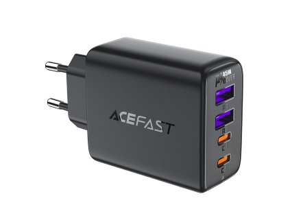 Acefast - Wall Charger A61 sieťová nabíjačka (GaN technológia, rýchlonabíjanie, 2× USB, 2× USB-C, PD45W, 5V/3.6A, Smart Chip) - čierna