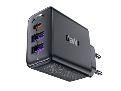 Acefast - Wall Charger A57 sieťová nabíjačka (GaN technológia, rýchlonabíjanie, 2× USB, USB-C, PD35W, Smart Chip) - čierna