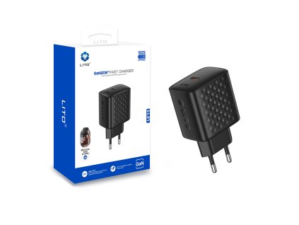 Lito - Wall Charger LC13 sieťová nabíjačka (USB-C, PD20W, GaN technológia, nehorľavý PC materiál, EU vidlica) - čierna