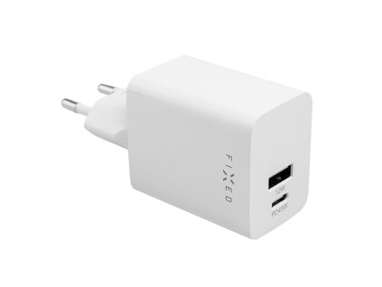 Fixed - Wall Charger Mini sieťová nabíjačka (rýchlonabíjanie, USB + USB-C, PD3.0, 45W, kompaktná veľkosť) - biela