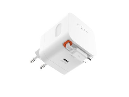 Fixed - Wall Charger (FIXCG65R-2C-WH) - GaN, 2x USB-C, 65W, PD3.0, with Retractable Cable- Black
