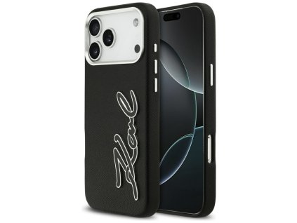 Karl Lagerfeld - Hardcase FW Grained with Signature Logo puzdro pre iPhone 17 Pro Max - čierne