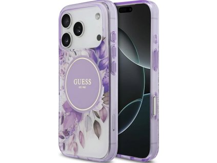 Guess - IML Flower & Tonal Circle MagSafe puzdro pre iPhone 17 Pro Max - fialové