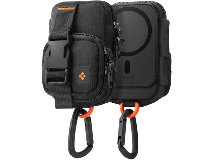 Spigen - Phone Pouch Snap Zip MagSafe organizér / peňaženka (držiak kariet, AirPods, priehradky, opasok, univerzálny) - čierny