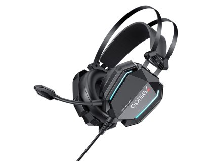 Yesido - EK03 káblové herné slúchadlá, 3.5mm jack + USB, mikrofón, svetlá, 2m – čierne