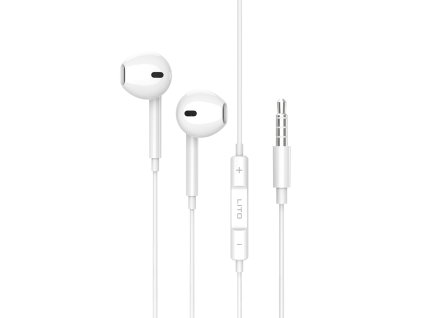 Lito - Wired Earphones LF01A káblové slúchadlá (3.5 mm jack, stereo, half in-ear, HD mikrofón, 1.2 m) - biele