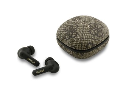 Guess - Wireless Earbuds 4G Classic Metal Logo (GUTWST3P4EGW) - Bluetooth V5.4, TWS, ENC Technology, 250mAh - Brown
